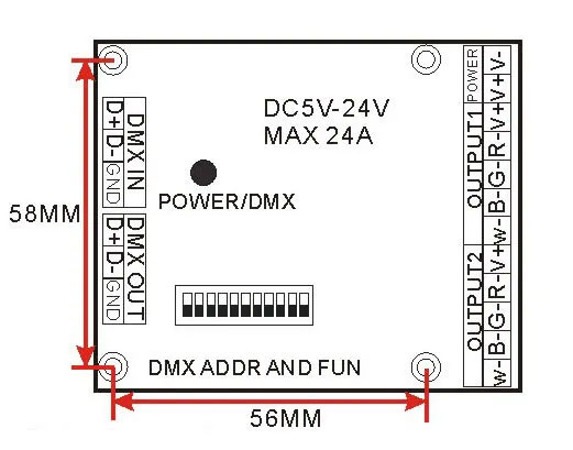 RGBW signal output dimmer 4ch 8ch 12ch dmx512 controller decoder board